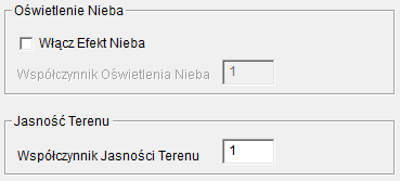 Oświetlenie nieba i jasność terenu - podgląd