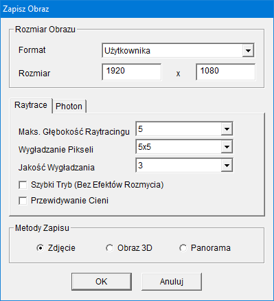 Zapisz obraz Raytrace
